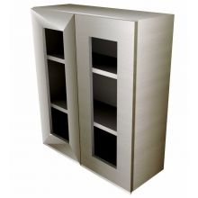 Handleless Double Door Wall Cabinet With Glass Doors