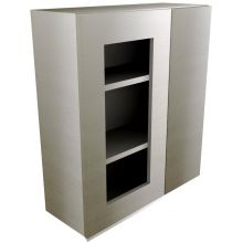 Handleless Straight Corner Wall Cabinet With Glass Doors